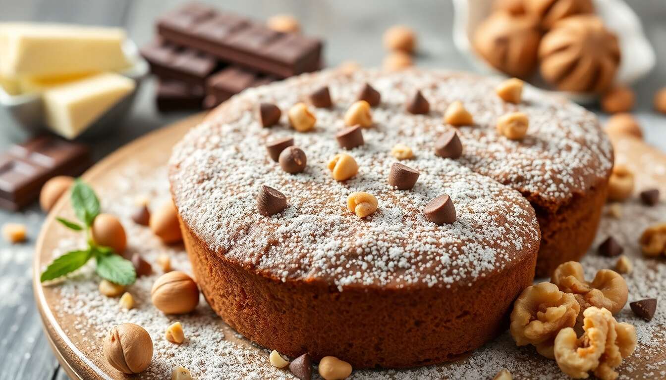 Moelleux noisettes, noix et chocolat : recette gourmande
