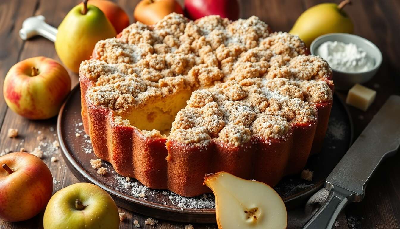 Bûche Pommes-Poires au Crumble : recette Gourmande