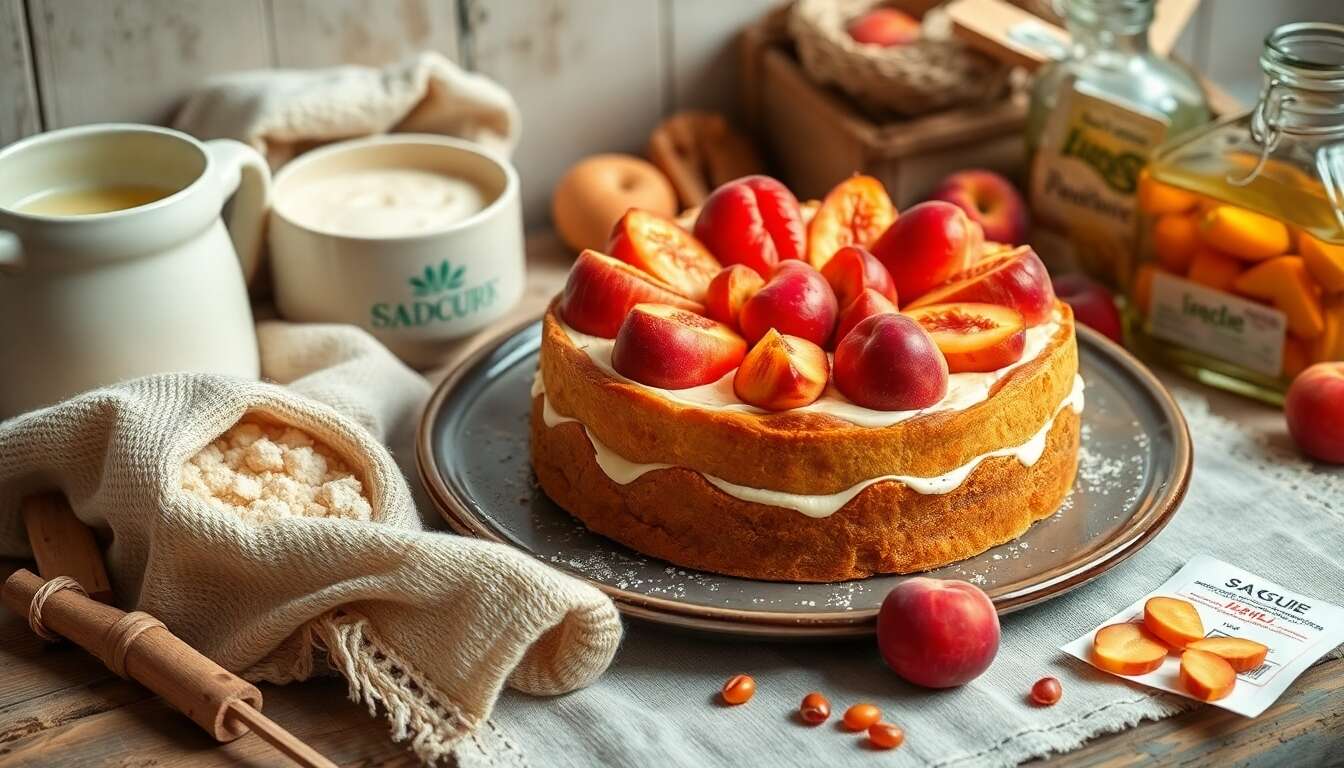 Gâteau au yaourt et pêches : recette savoureuse