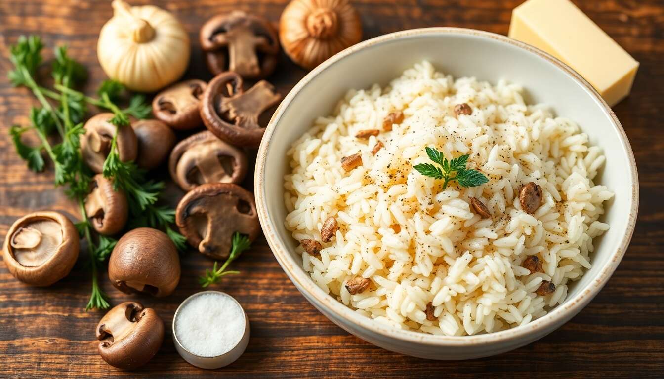 Recette de risotto aux champignons crémeux
