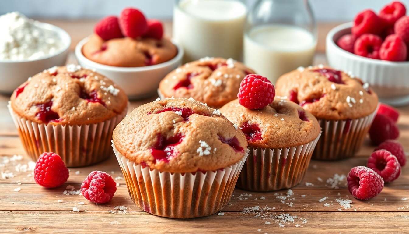 Recette de muffins aux framboises moelleux