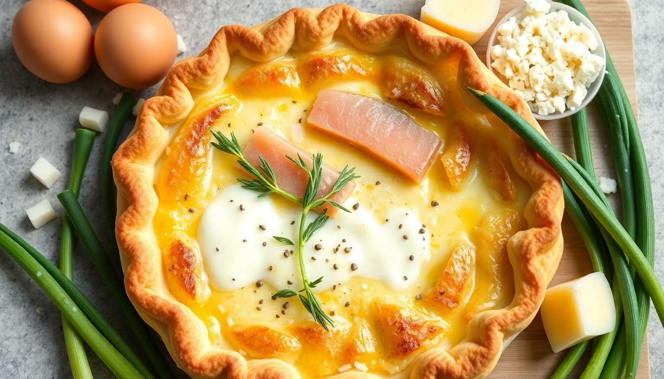 Quiche aux poireaux, truite et parmesan : recette savoureuse