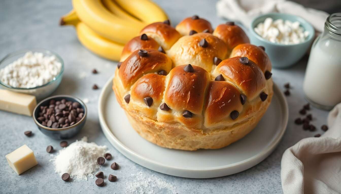 Recette de brioche couronne banane chocolat : délice facile et gourmand
