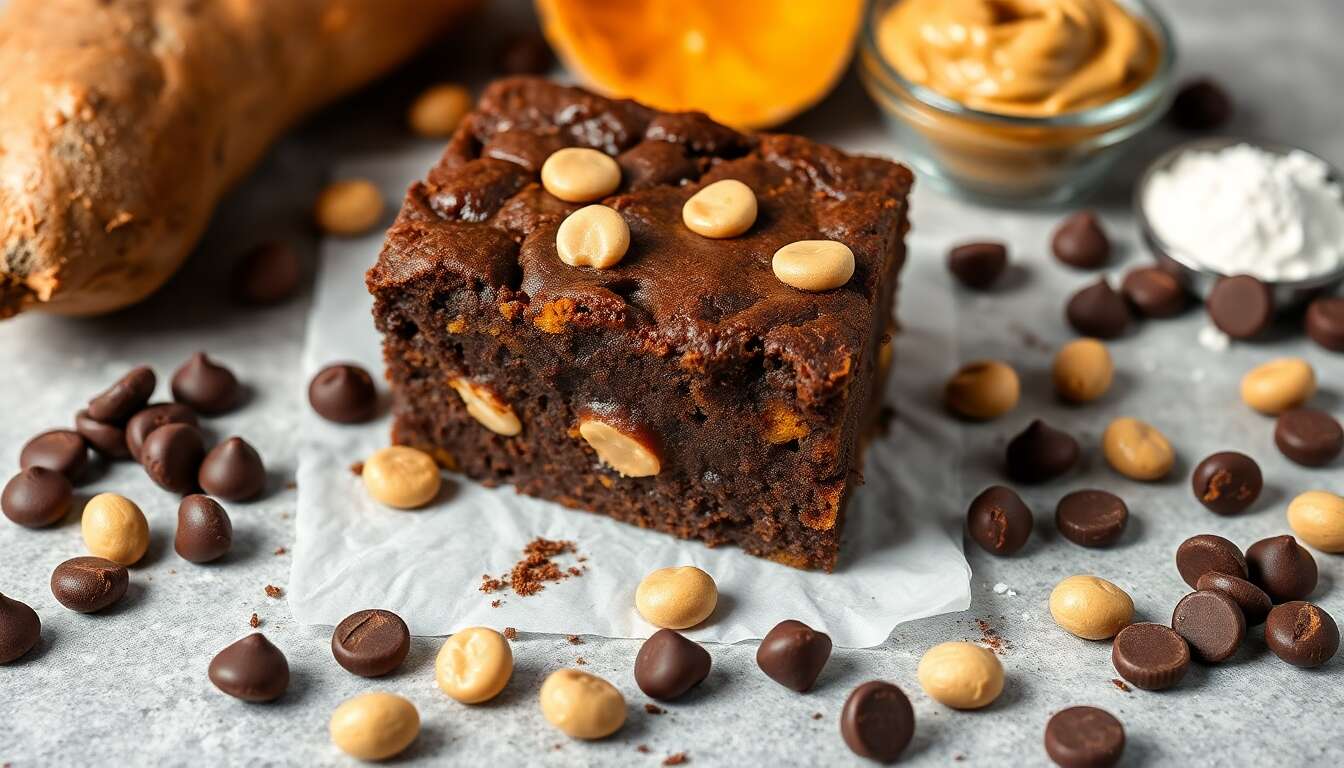Recette de brownie à la patate douce et cacahuètes