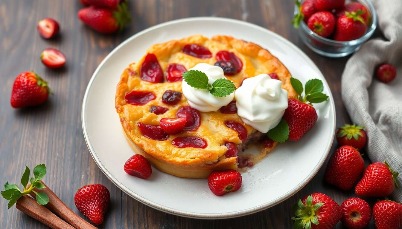 Recette de clafoutis fraises rhubarbe : un dessert gourmand