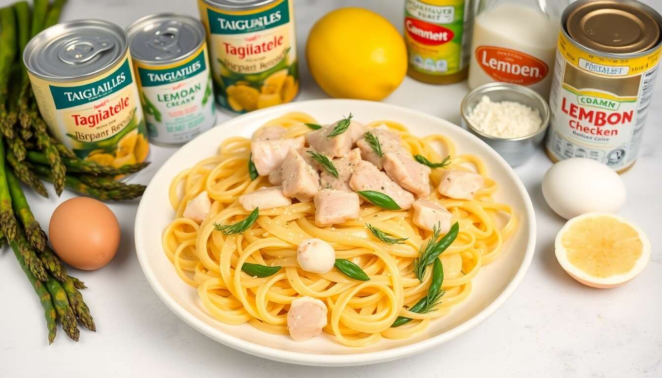 Recette de tagliatelles aux asperges, poulet et citron