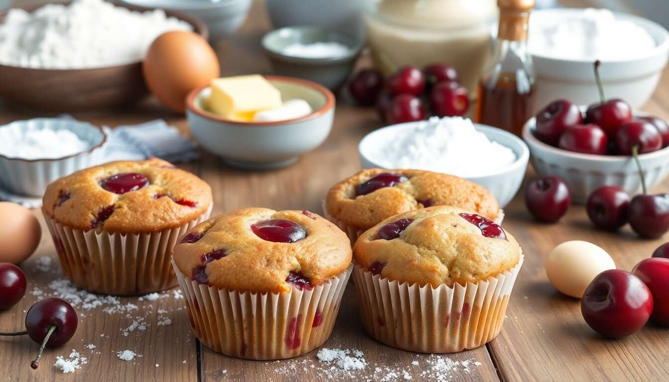 Recette de muffins aux cerises moelleux