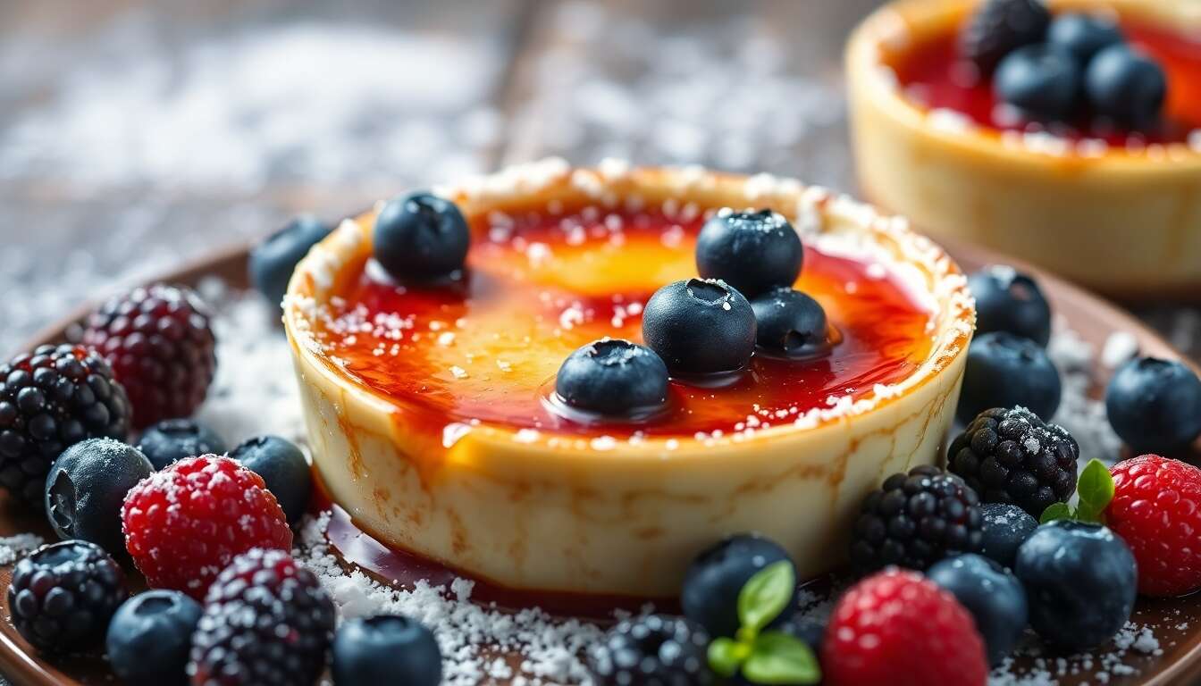 Crèmes brûlées aux mûres et myrtilles : recette gourmande