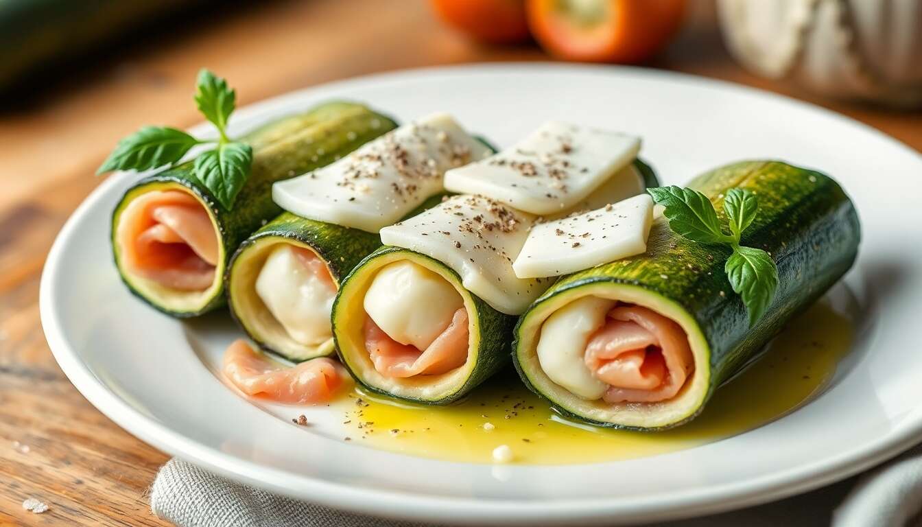 Recette de courgettes roulées au fromage et jambon