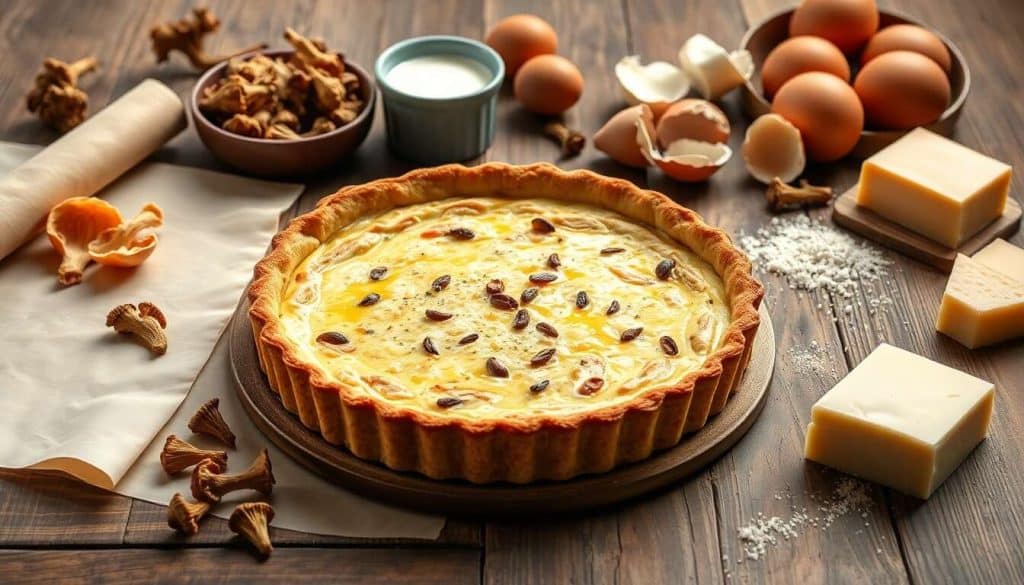 Recette de quiche au poulet et girolles