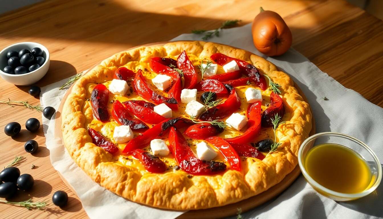 Recette de tarte rustique aux poivrons et feta