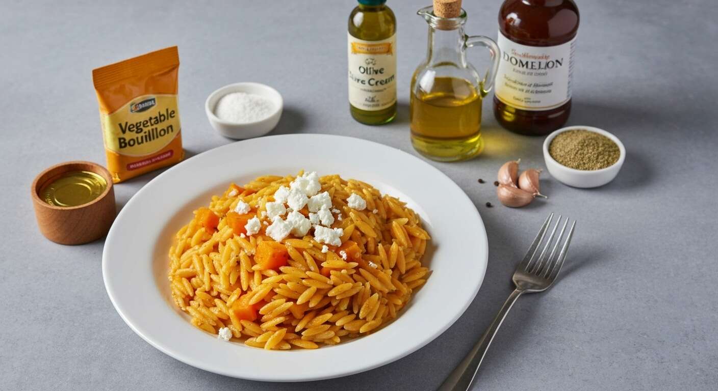 Orzo crémeux au potimarron et feta : une recette gourmande