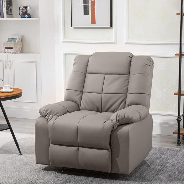 HOMCOM Fauteuil de Massage Fauteuil de Relaxation massant avec Dossier inclinable manuellement et Repose-Pied TV revêtement synthétique télécommande Incluse Gris