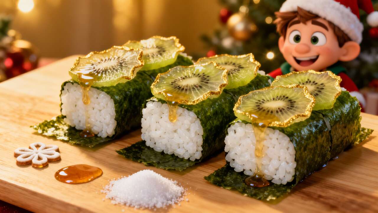 Recette de makis de Noël au kiwi : idée festive et originale
