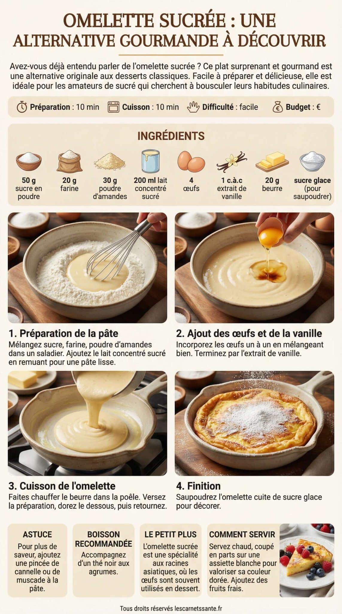 Fiche recette Omelette sucr&eacute;e : une alternative gourmande &agrave; d&eacute;couvrir