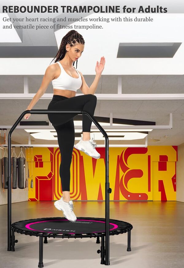 DARCHEN Trampoline d'intérieur pour adultes, 200 kg, petit trampoline d'exercice pour entraînement physique pour trampoline intérieur silencieux et sûr [100 cm]