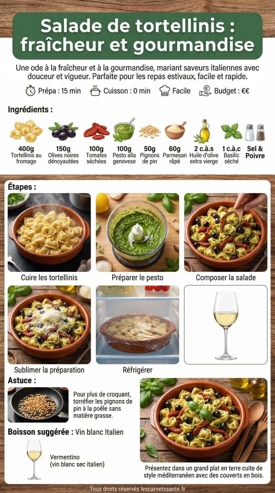 Fiche recette Recette de salade de tortellinis : fraîcheur et gourmandise Fiche recette Recette de salade de tortellinis : fraîcheur et gourmandise