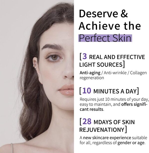 Masque led visage, masque de soin de la peau rouge + Nir & Blue Light pour anti-âge/éclaircir la peau, masque LED de rajeunissement de la peau à domicile pour le visage RB-019