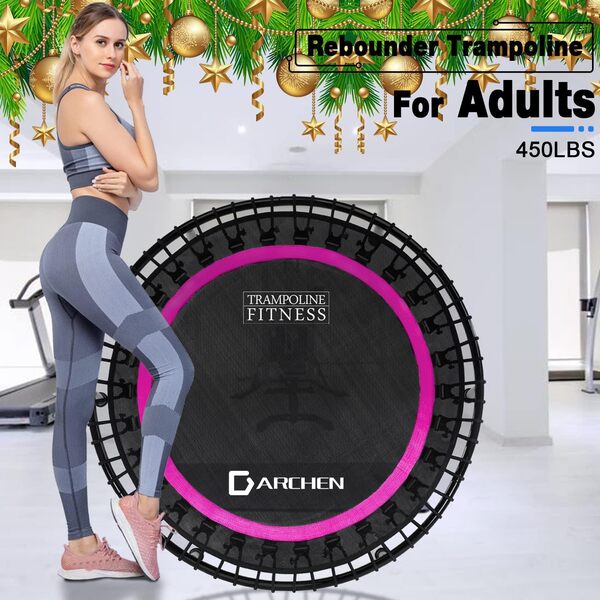 DARCHEN Mini Trampoline d'intérieur de 200 kg pour Adultes, Petit Trampoline d'exercice pour entraînement Physique pour Un Rebond Silencieux et en Toute sécurité, [100 cm]