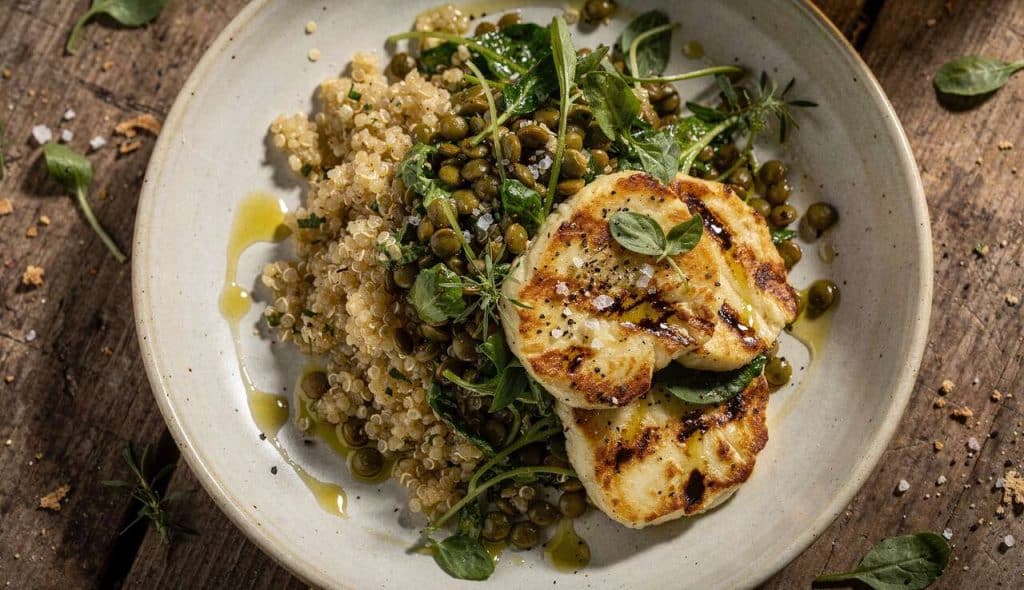 Salade de quinoa, lentilles et halloumi : recette facile et saine