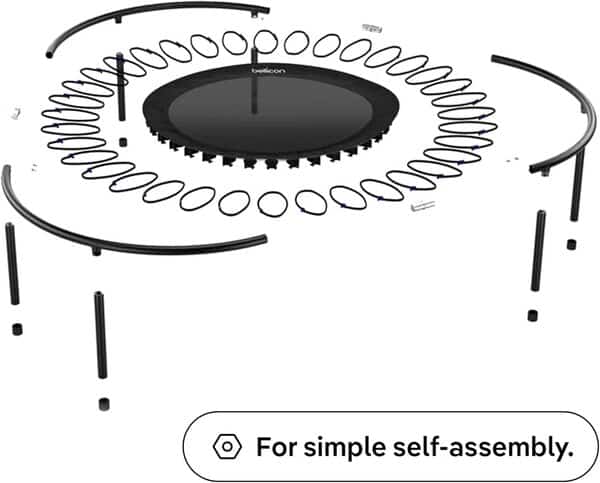 bellicon Trampoline de fitness 100-125 cm | Pieds à vis stables et suspension à anneau de corde jusqu'à 150 kg (extra résistant) | Cadre en 3 parties | Fabriqué en Allemagne