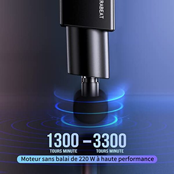 Découvrez le pistolet de massage électrique Therabeat 220W : idéal pour une relaxation en profondeur grâce à son fonctionnement silencieux et ses performances puissantes parfaites pour soulager les tensions musculaires.