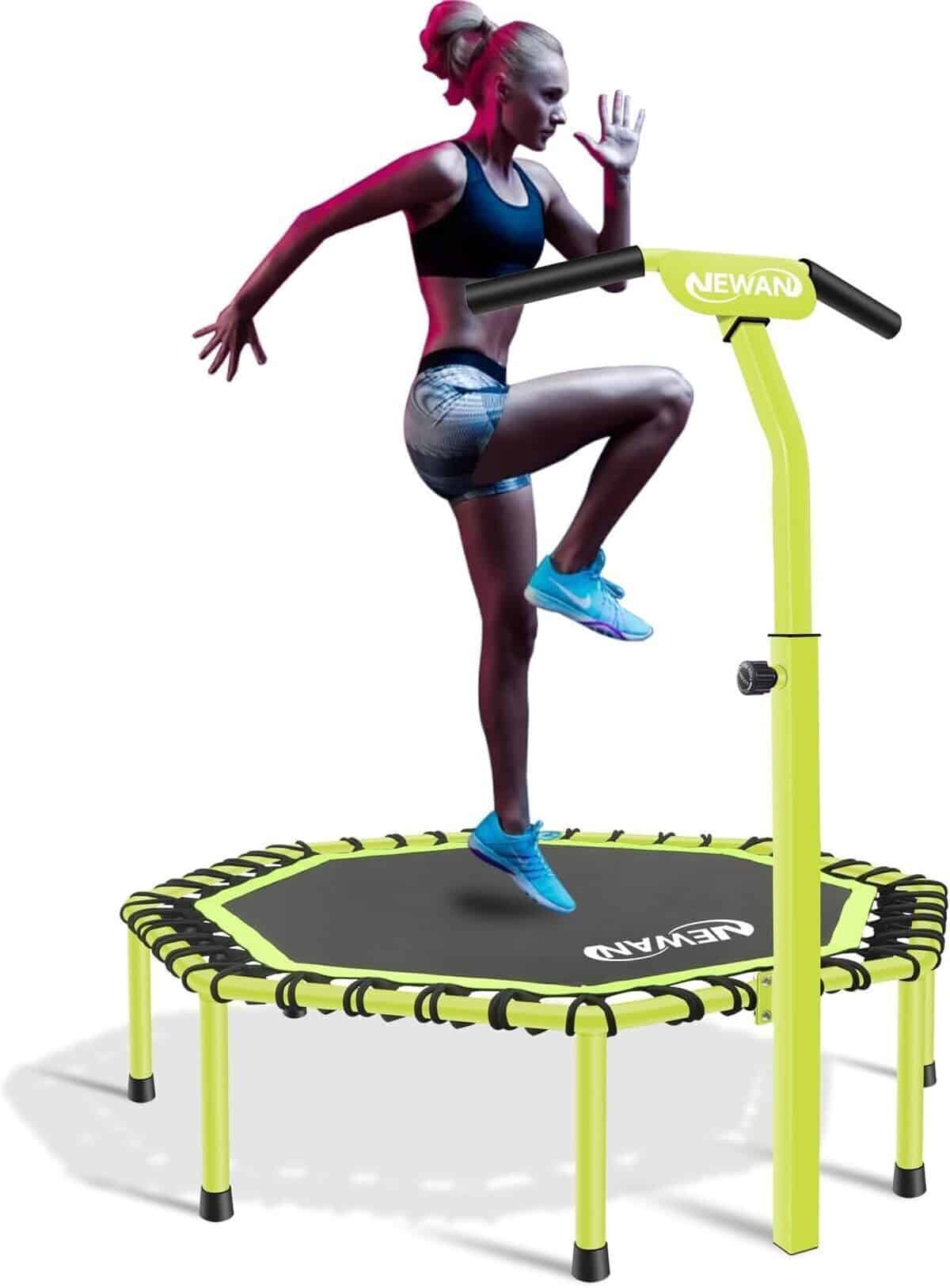 Test du trampoline fitness Newan 121, 9 cm avec guidon réglable
