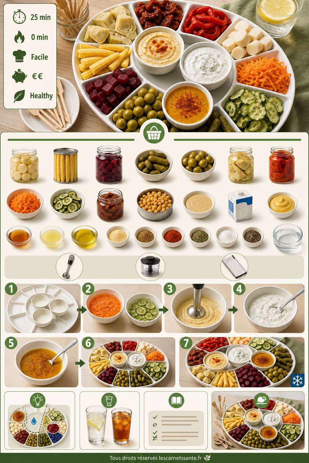 Fiche recette Recette d'apéritif dînatoire aux crudités : facile et healthy Fiche recette Recette d'apéritif dînatoire aux crudités : facile et healthy
