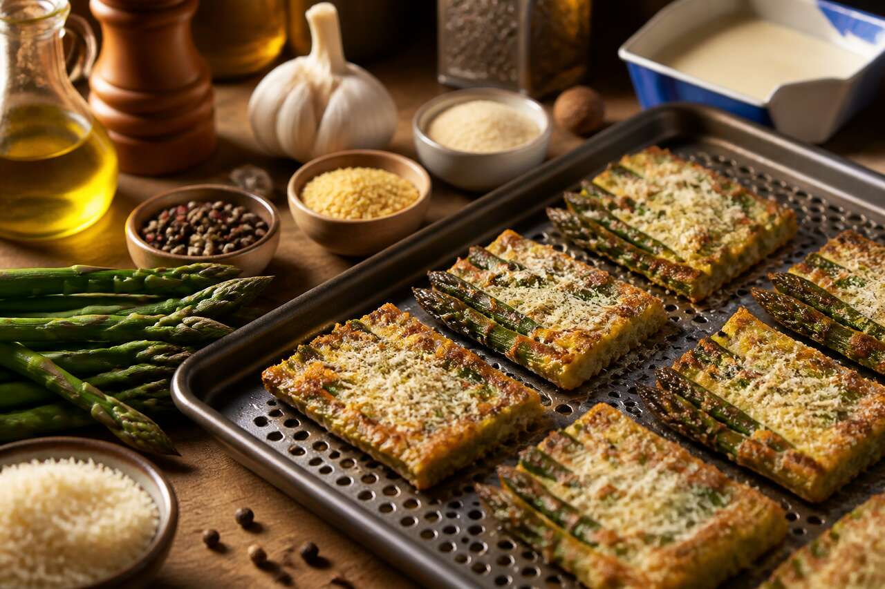 Recette de brick d'asperge verte au parmesan croustillant