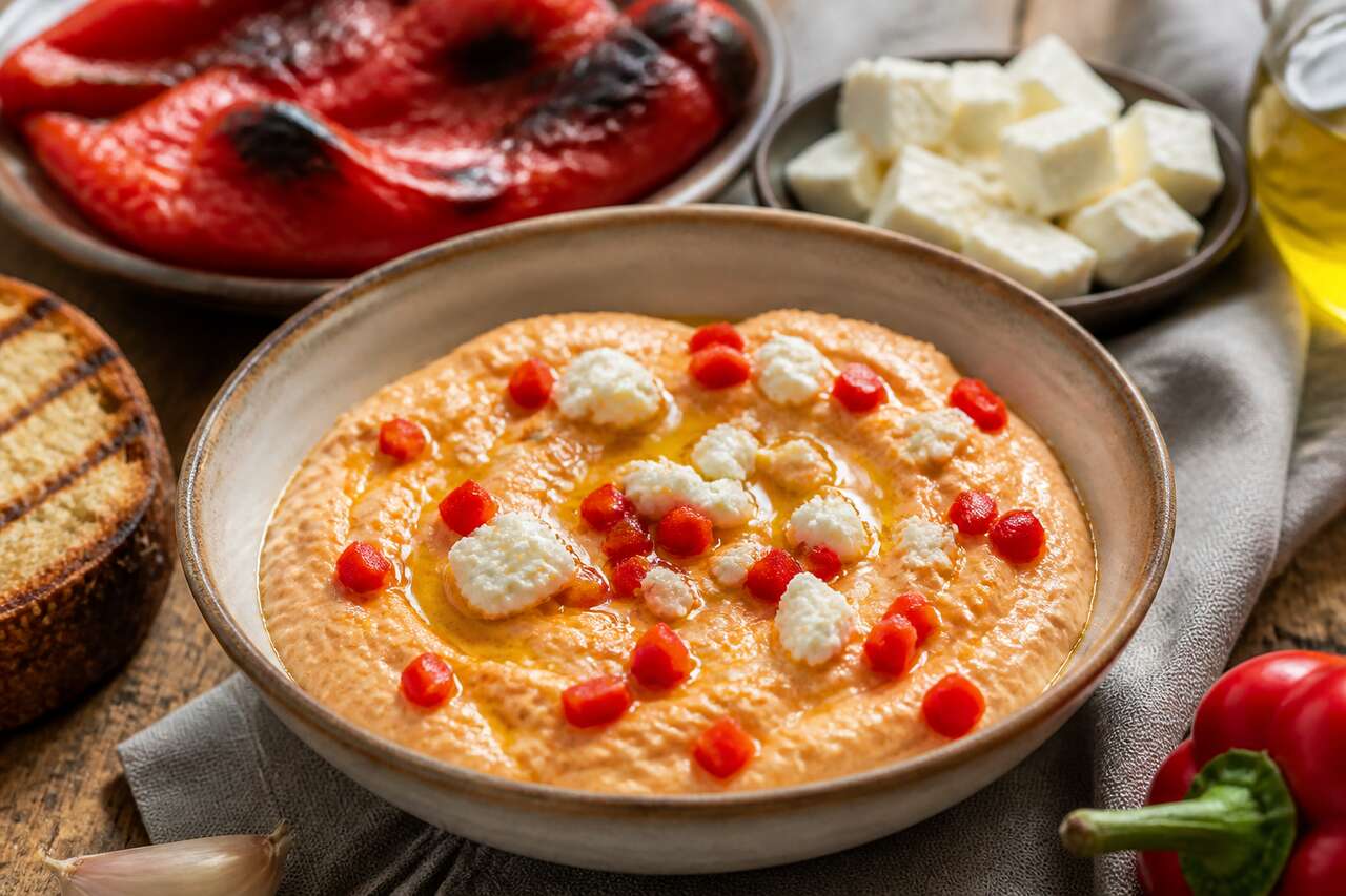 Recette de ktipiti aux poivrons onctueux et feta