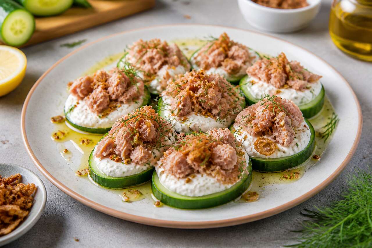 Recette de concombre au thon et fromage frais