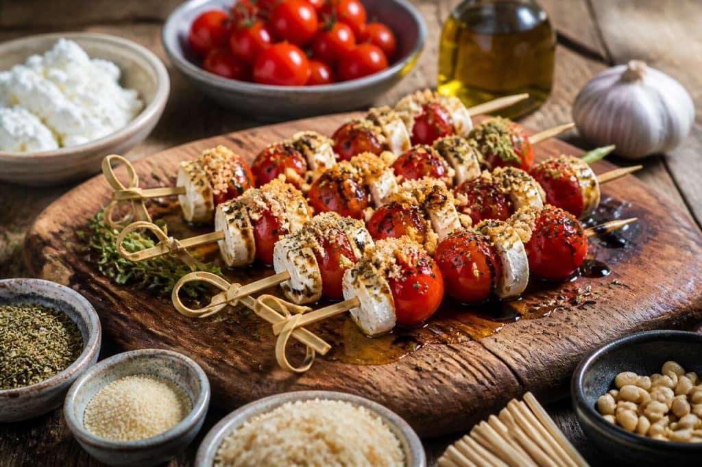 Recette facile de brochettes de chèvre frais et tomates cerises