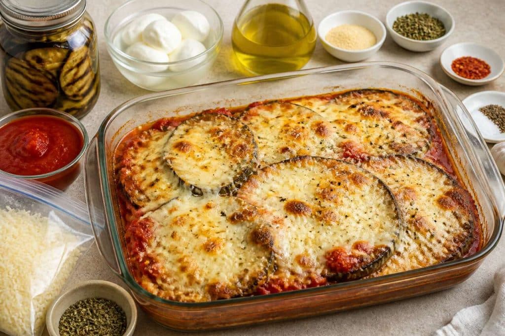 Recette d'aubergine grillée au four avec mozzarella