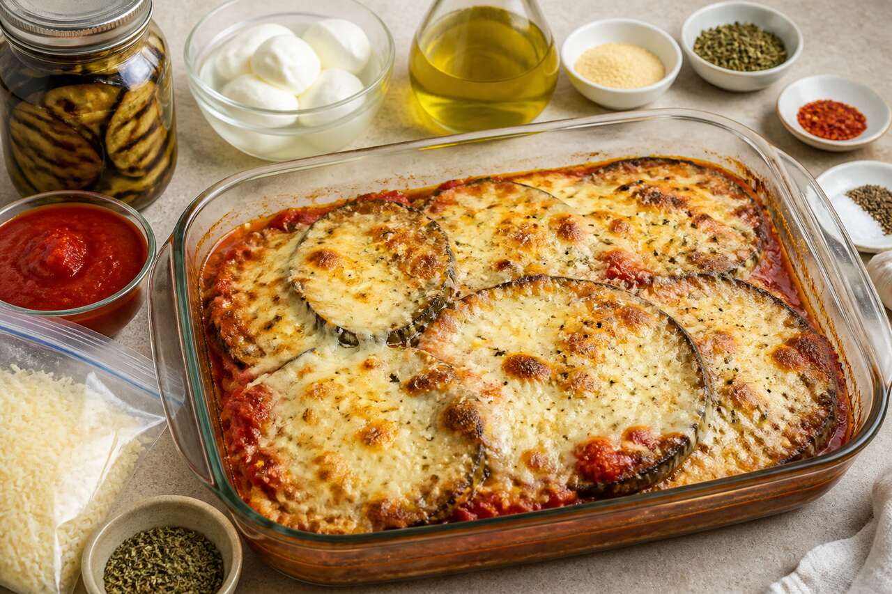 Recette d'aubergine grillée au four avec mozzarella