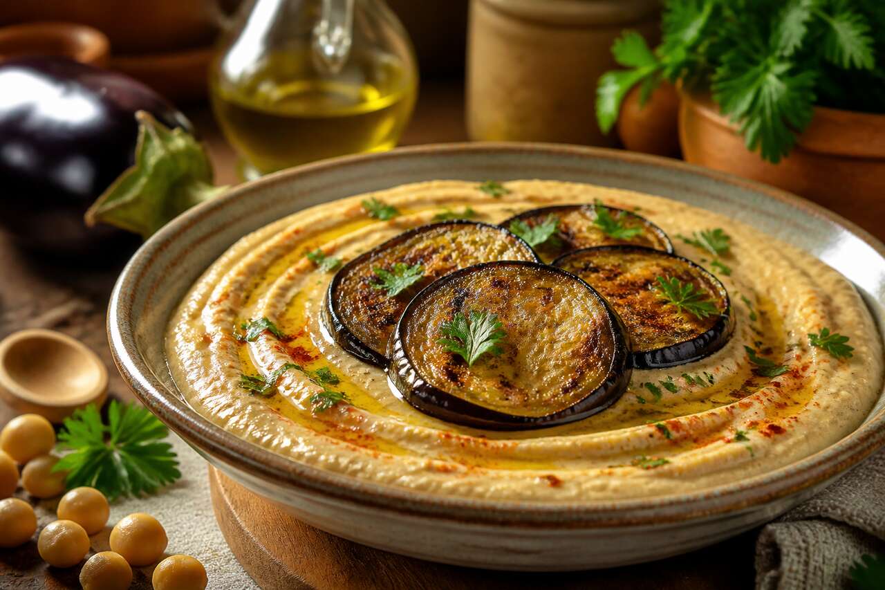 Recette de purée de pois chiche et aubergine