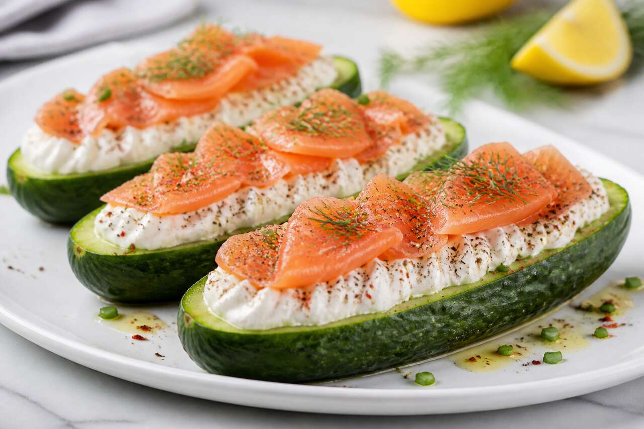 Recette de concombre farci au saumon et chèvre frais
