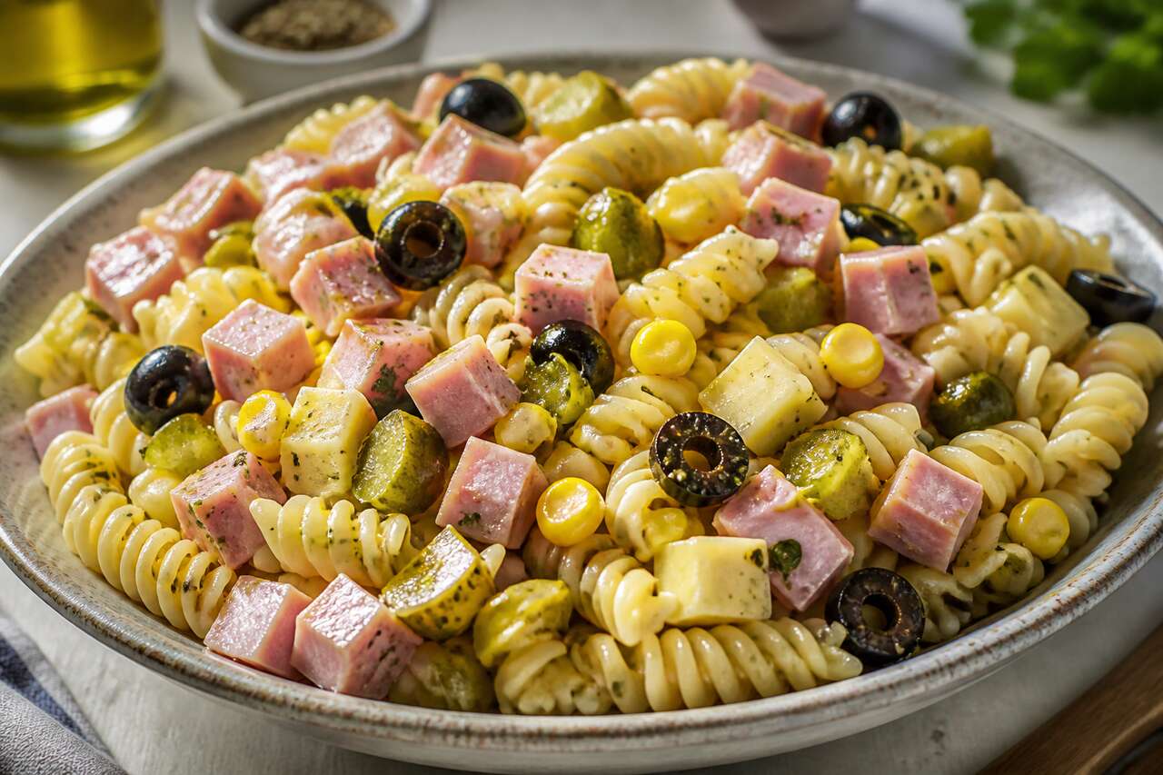 Recette de salade de pâtes au jambon et fromage
