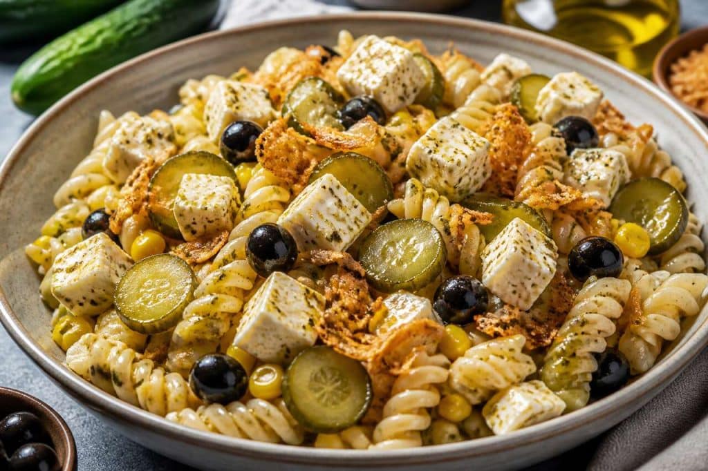 Recette de salade de pâtes au chèvre et concombre