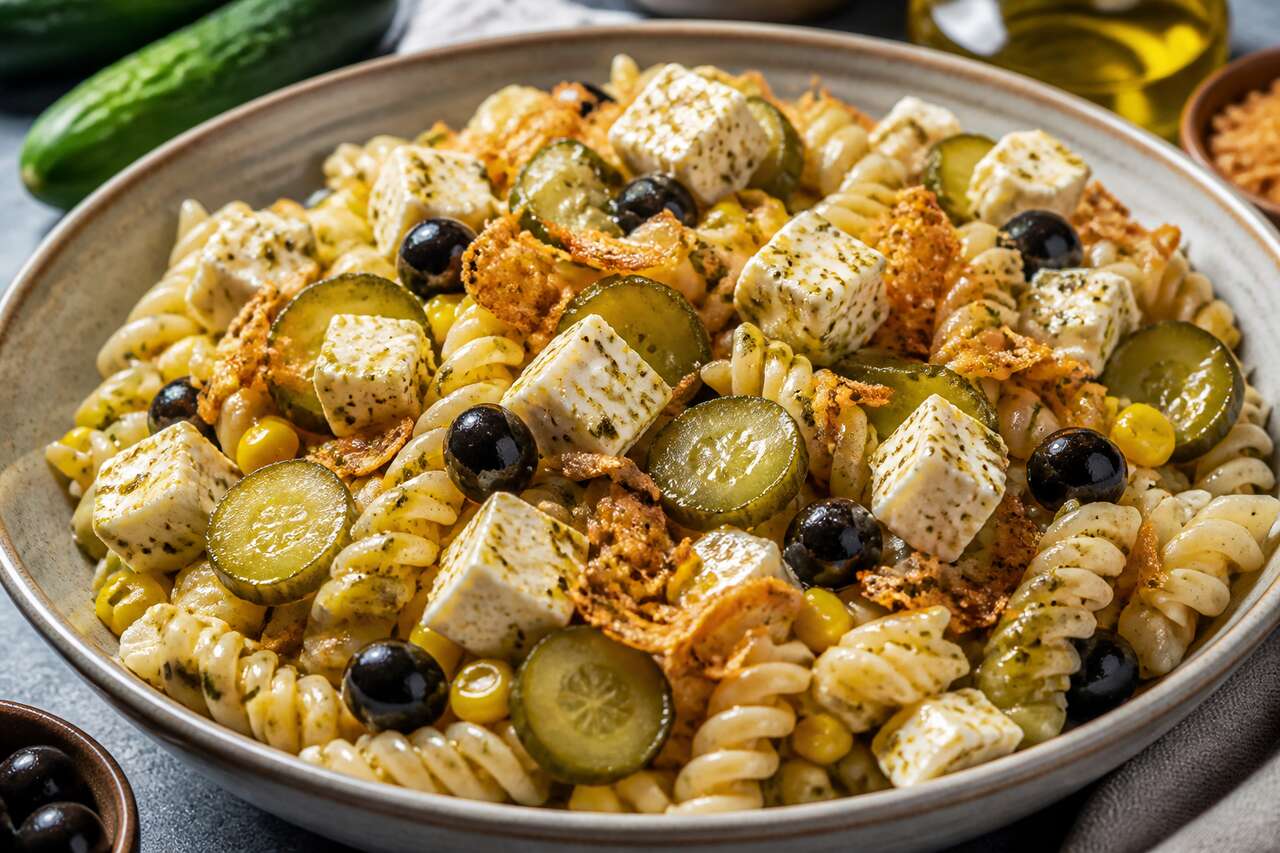 Recette de salade de pâtes au chèvre et concombre