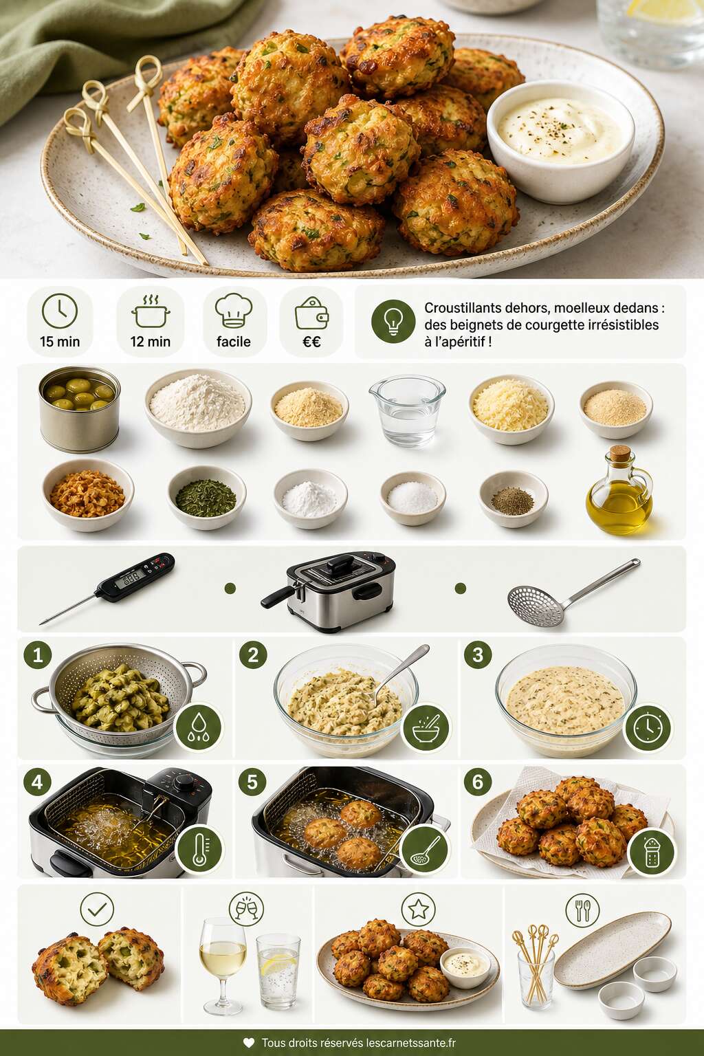 Fiche recette Recette de beignets de courgette pour l'apéritif Fiche recette Recette de beignets de courgette pour l'apéritif