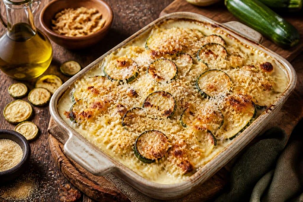 Recette du gratin de courgette au parmesan