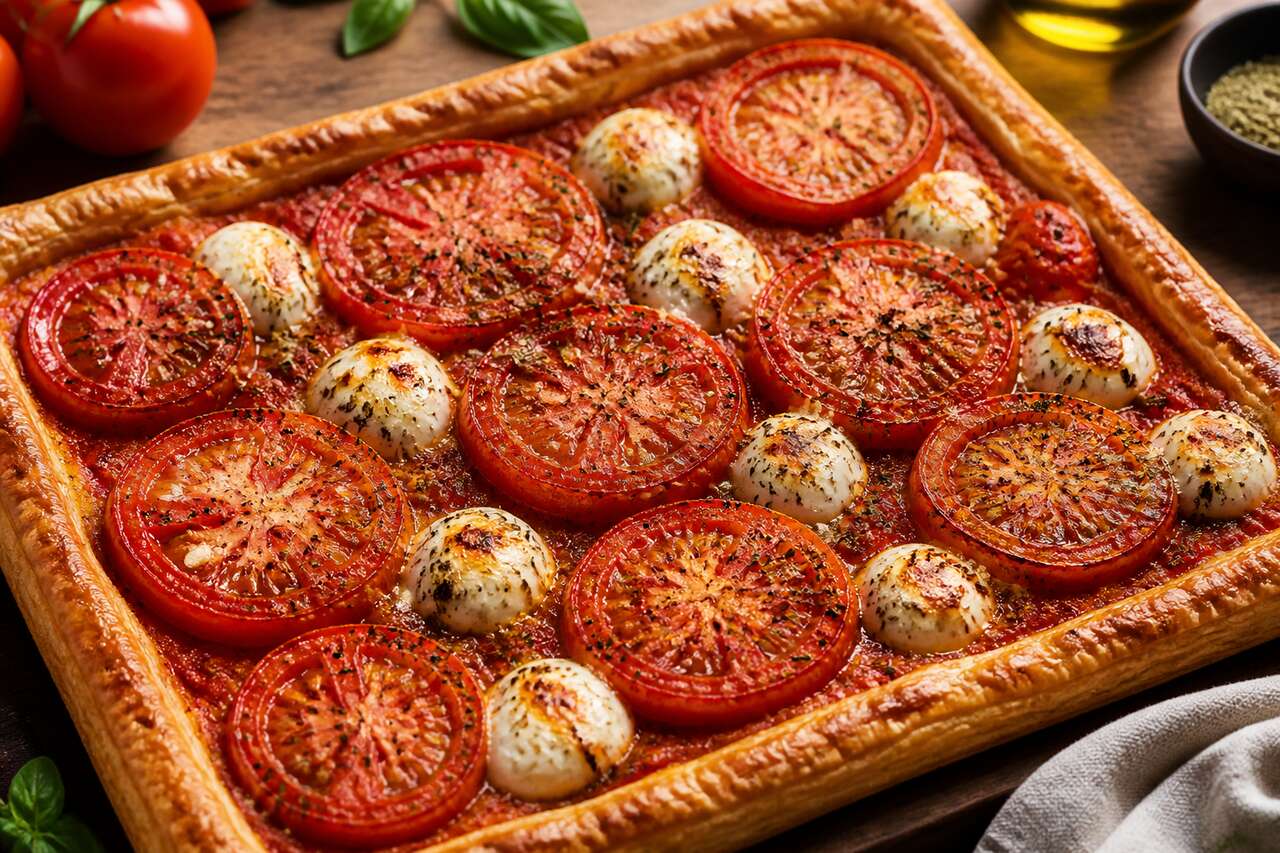 Recette facile de tarte à la tomate et mozzarella