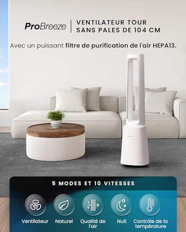 Découvrez notre test détaillé du ventilateur colonne Pro Breeze OmniAir : purification d'air, efficacité énergétique et fonctionnement silencieux pour votre maison. 