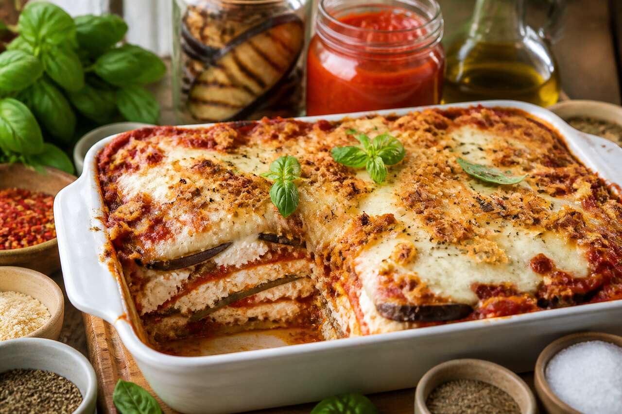 Recette de lasagne d'aubergines à la ricotta façon parmigiana