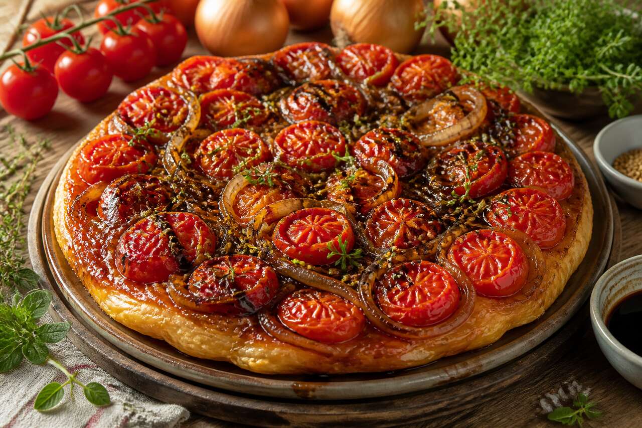 Recette de tarte tatin aux tomates et oignons