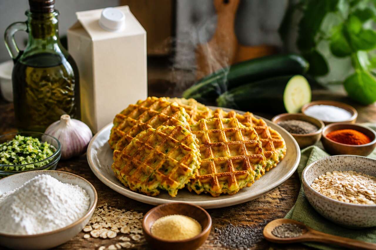 Recette de gaufres au riz et courgette healthy