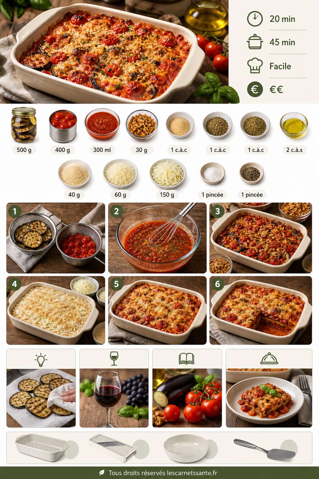 Fiche recette Recette du gratin d'aubergine aux tomates cerises