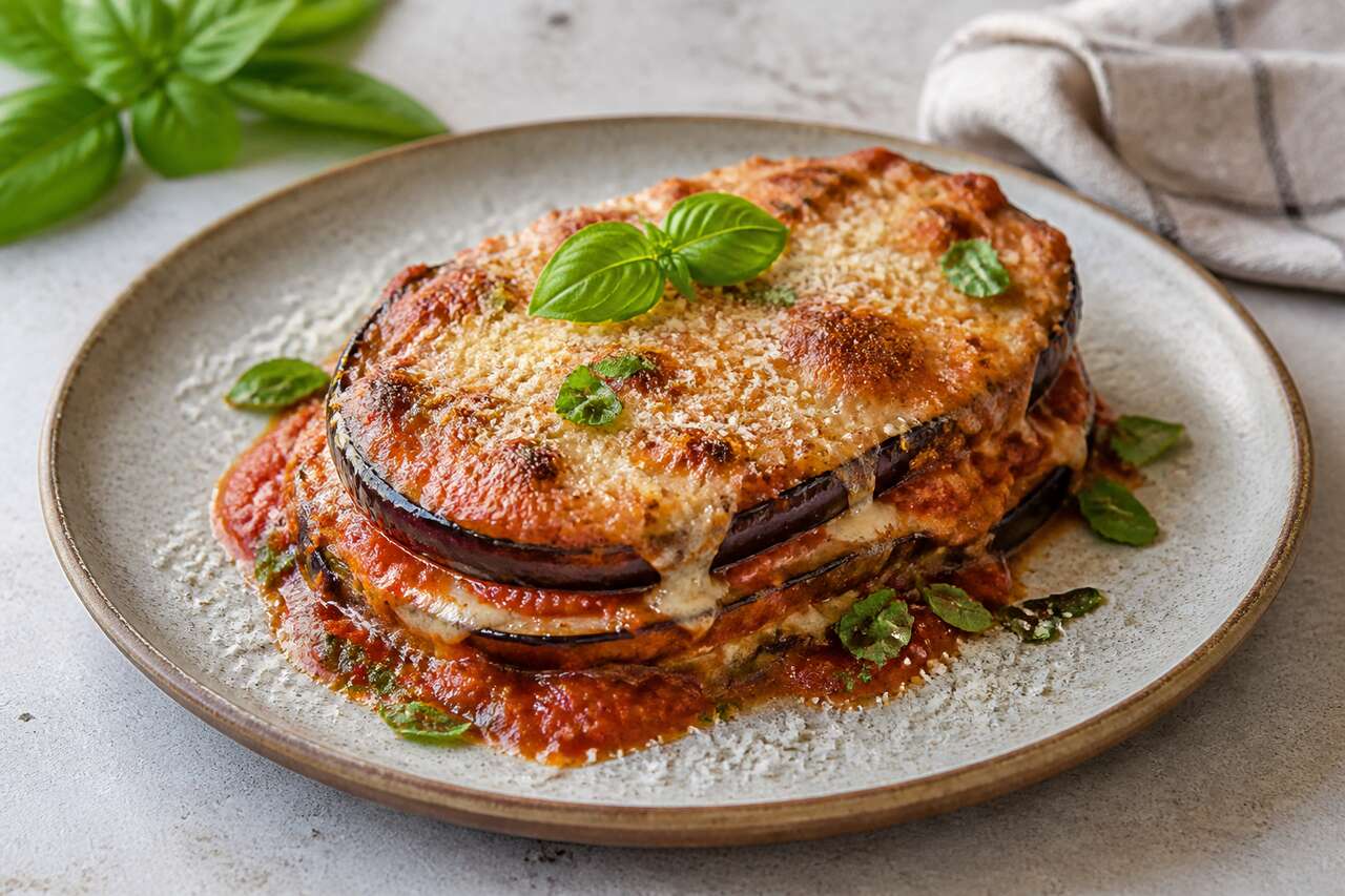 Parmesane d&rsquo;aubergine l&eacute;g&egrave;re, sans friture