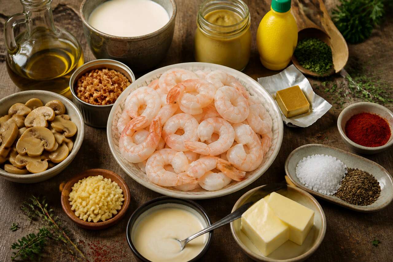 Recette de crevettes aux champignons à la crème