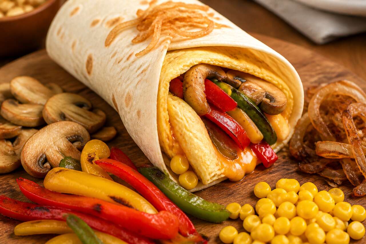 Recette du wrap omelette au fromage et légumes
